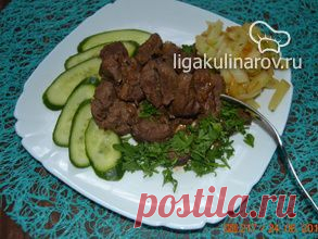 Печень под хмельком, рецепт пошаговый от Лиги Кулинаров. Рецепт печени под хмельком, рецепты Лиги Кулинаров.