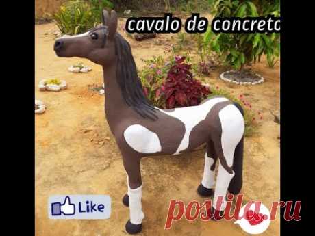 DIY- Cavalo feito com concreto para decoração de Jardim