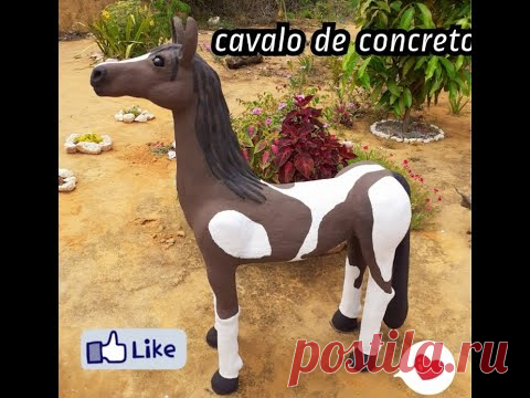 DIY- Cavalo feito com concreto para decoração de Jardim