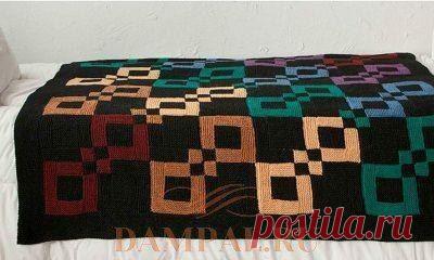 ВЯЗАНОЕ ПОКРЫВАЛО «INFINITE RAINBOW THROW»

Большое вязаное покрывало выполнено из отдельных квадратов с использованием разноцветной пряжи на черном фоне.

Описание вязания покрывала переведено из журнала Журнал “Creative Knitting”.

Необходимые материалы:

Пряжа Knit Picks Wool of the Andes (100% шерсть; 100 м / 50 грамм в мотке) – 24 мотка черного цвета (нить МС), по 2 мотка каждого из цветов: аметистовый (нить С1), голубого (нить С2), золотистого (нить С3), цвета хурмы ...