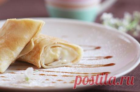 Блинчики с заварным кремом и бананами | Кулинарные рецепты от Ксении