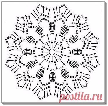 Круглые мотивы крючком схемы