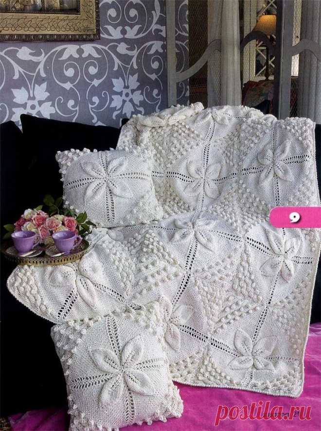 Прекрасный теплый плед спицами. Схемы. / Вязание спицами / Вязание для женщин спицами. Схемы