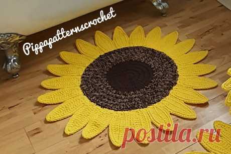 Crochet Sunflower Bathroom Set Sunflower mat Sunflower | Etsy