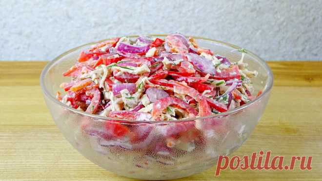 . Рецепт салата с курицей, перцем и луком | Волшебная еда
