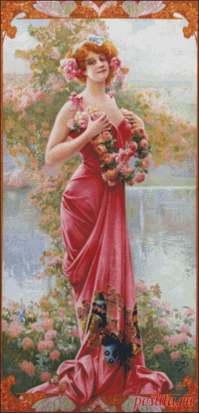 Enraptured Rose Counted Cross Stitch Patterns Printable | Etsy