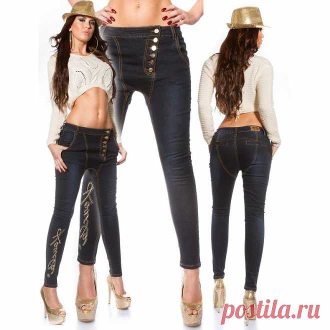Джинсы с мотнёй и вышивкой