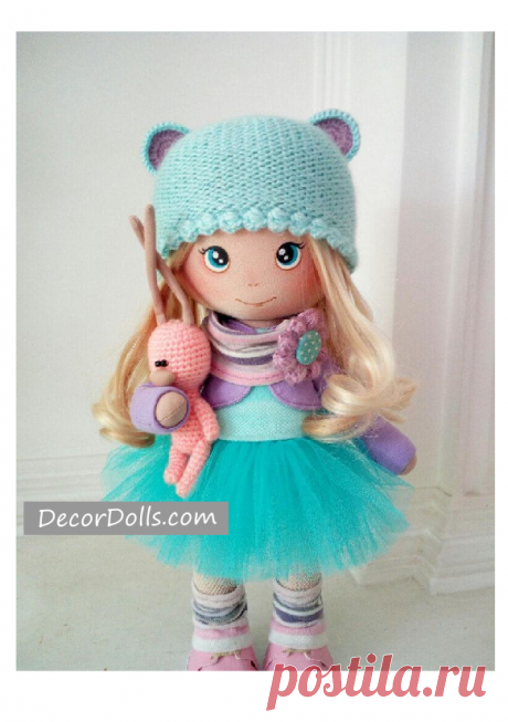 Textile Doll Love Winter Doll Poupée Cloth Rag Doll Green Nursery Doll – Decor Dolls