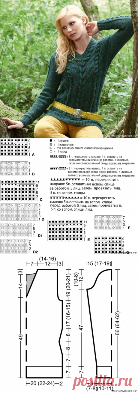 Стильный пуловер изумрудного цвета своими руками!