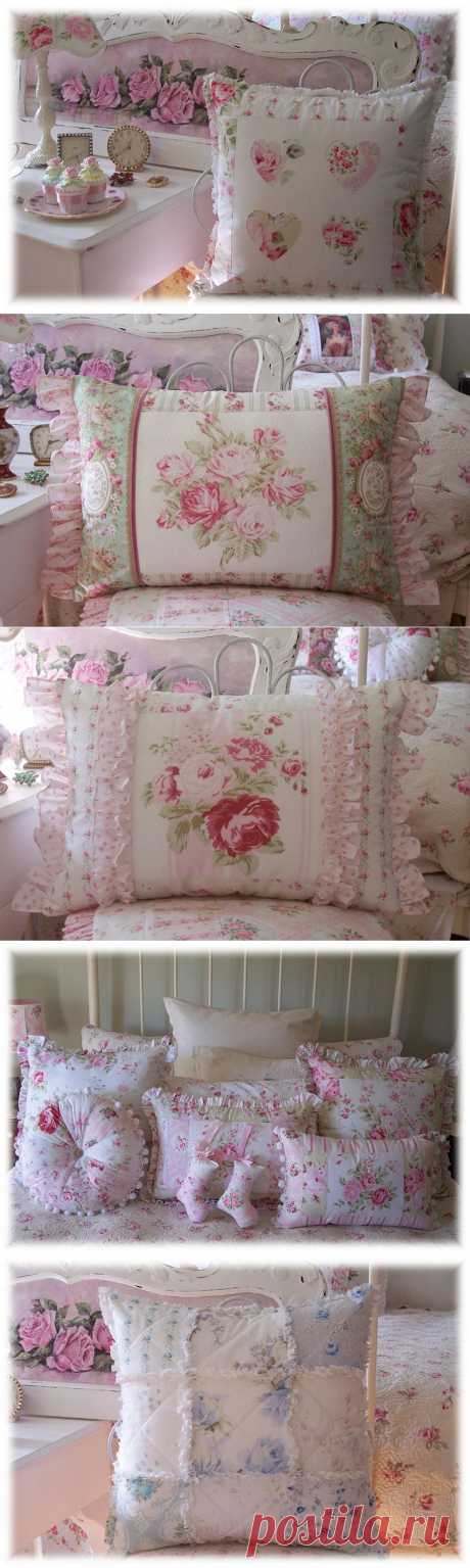 ПОДУШКИ В ВИНТАЖНОМ И ШЕББИ-ШИК СТИЛЕ ОТANTIQUE ROSE DESIGNS.