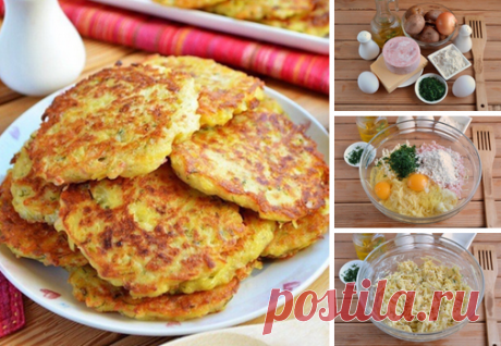 Дранички с ветчиной, сыром и зеленью