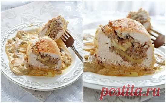 Куриные грудки фаршированные гречкой и шампиньонами