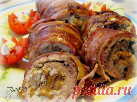 Мясной рулет с грибами и беконом | 4vkusa.ru