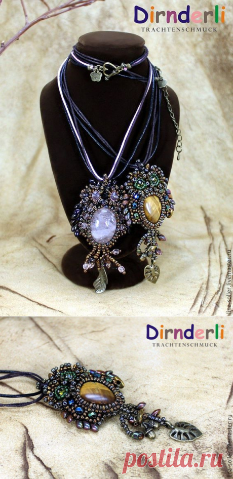 Купить &quot;Совушки&quot; подвеска, брошь - разноцветный, опал, цитрин, вечернее украшение, праздничное украшение, подарок