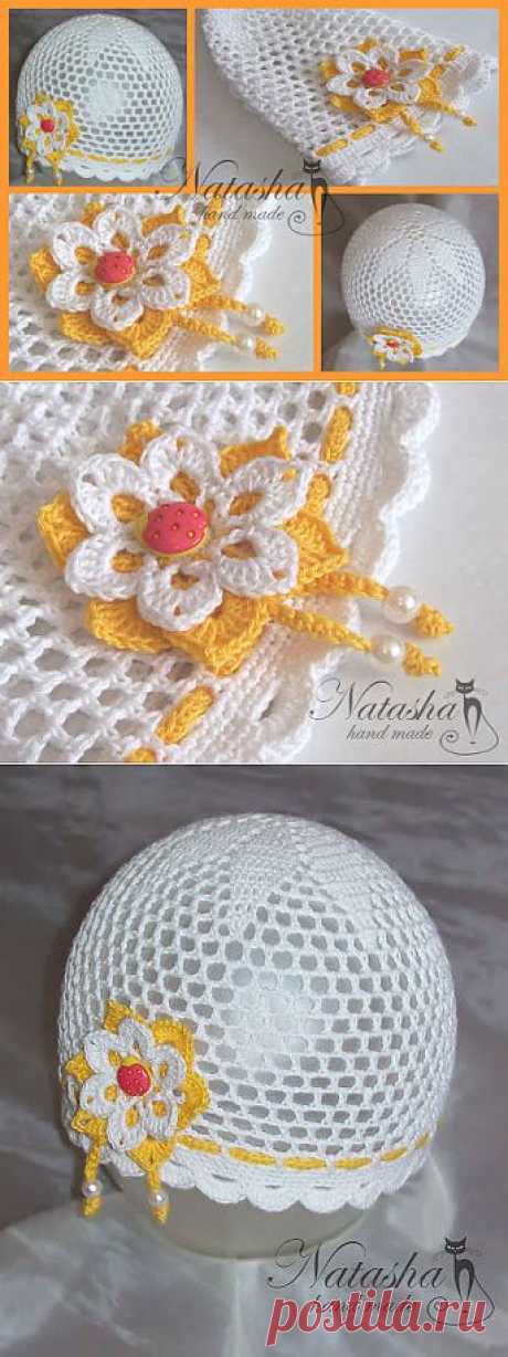 Natasha hand made : Летняя шапочка &quot;Цветочек&quot;