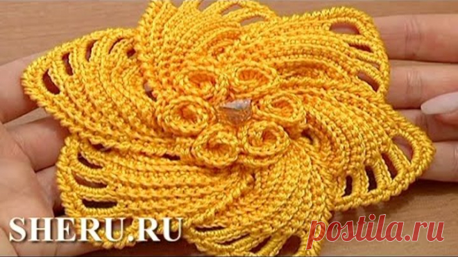 How to Crochet 6-Petal Flower Урок 59 Часть 1 из 2 Вязаный крючком цветок