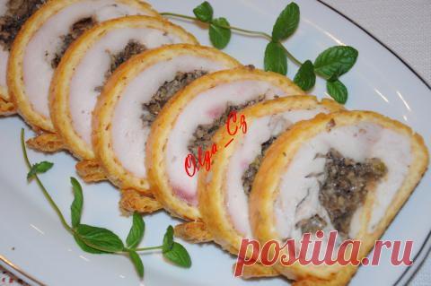 Сырный рулет с курицей и шампиньонами | 4vkusa.ru