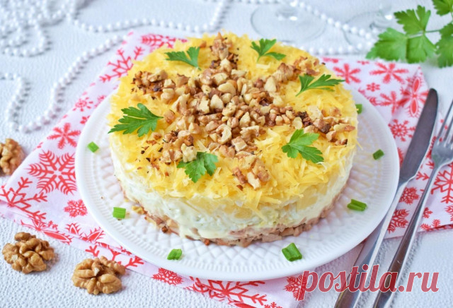 Салат с курицей ананасами и сыром слоями рецепт с фото пошагово и видео - 1000.menu