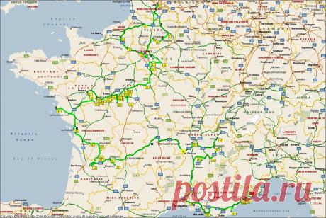 Николай Баранов. Маршрут поездки по Франции в 2005м году