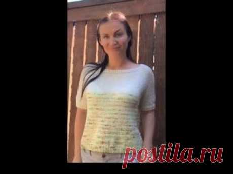 МК. ПРОСТАЯ ФУТБОЛКА СПИЦАМИ. ВЯЖЕМ ЖЕНСКУЮ ФУТБОЛКУ БЕЗ ШВОВ.