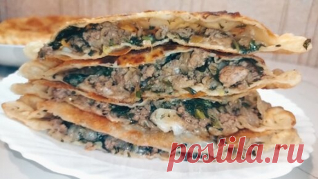 Узбекская Чуду с мясом и зелень. Вкуснее Всяких Чебуреков.Потрясающее лепёшки на сковороде. Очень сочно и вкусно | Узбечка Готовит | Дзен