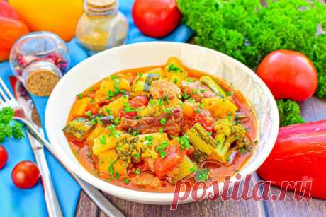Овощное рагу с мясом кабачками и картошкой рецепт с фото пошагово - 1000.menu