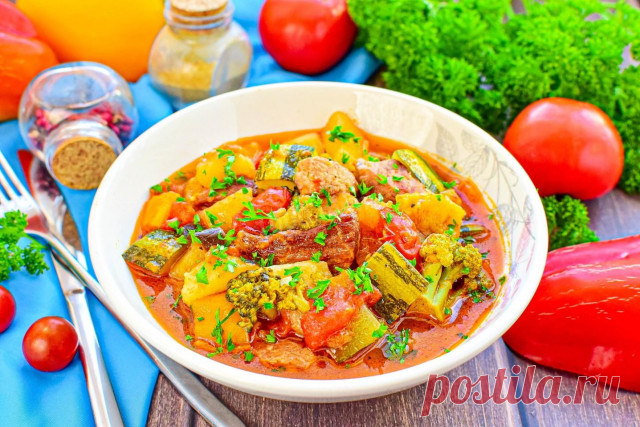 Овощное рагу с мясом кабачками и картошкой рецепт с фото пошагово - 1000.menu