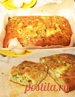 Заливной пирог с яйцом и луком на кефире