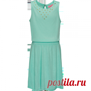 Трикотажное платье без рукава для девочки, цвет аквамарин