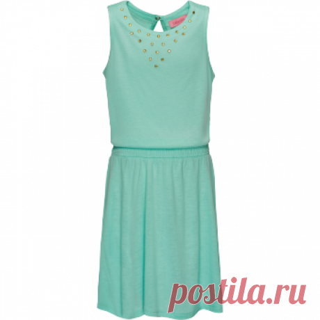 Трикотажное платье без рукава для девочки, цвет аквамарин