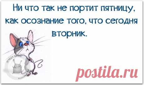 Ни что так не портит пятницу,как осознание того, что сегодня вторник!