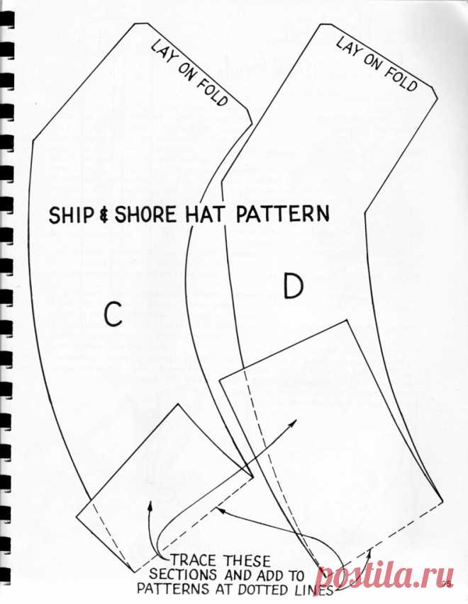 Hat for Ship and Shore Pattern from "How to Make Hats" by Ruby Carnahan, supposed to be a New Advanced Millinery book, easy step by step instructions (39 patterns, Over 350 illustrations).