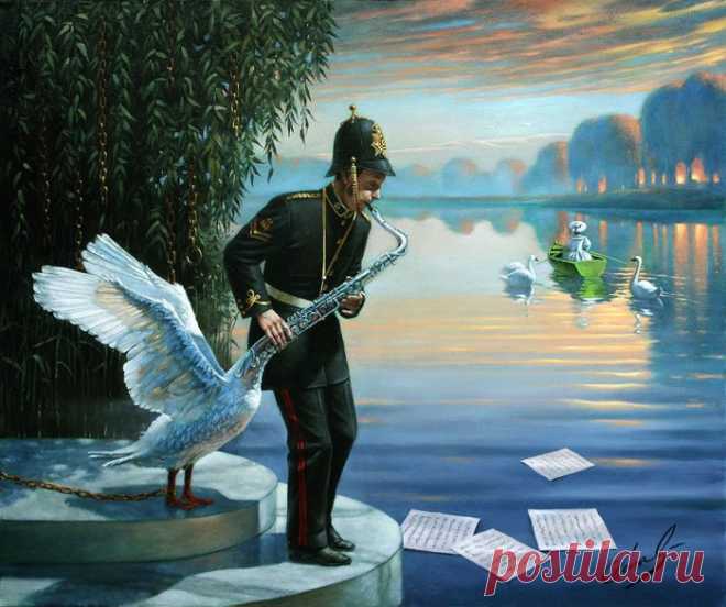 Illusions of Absurdity. Swansophone Elegy, Michael Cheval (Михаил Хохлачев), арт галерея живописи. Страница get.
