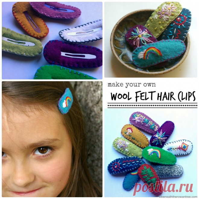 Beneath the Rowan Tree: Wool Felt Hair Clips :: DIY Tutorial for Pretty Barrettes
