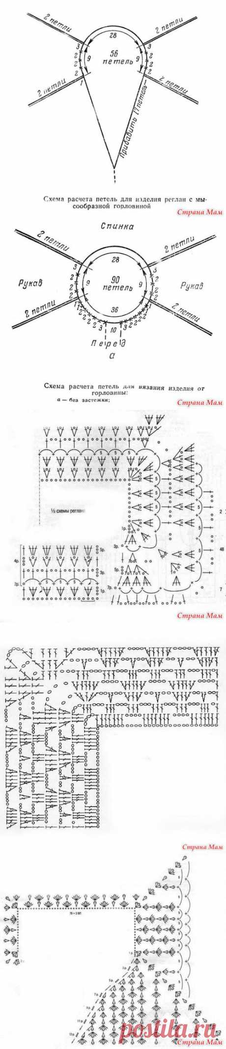 Вязание реглана спицами и крючком. Схемы.-подсказка-страна мам