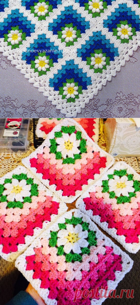 Плед крючком квадратным мотивом - Crochet - Modnoe Vyazanie