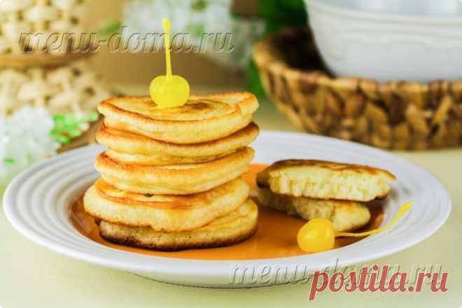 Пышные оладьи на молочной сыворотке.