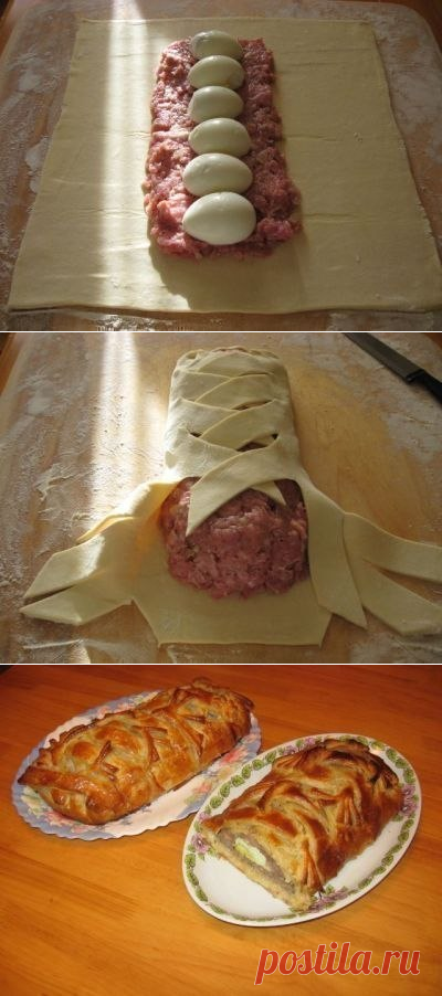 Мясной рулет в тесте по-домашнему