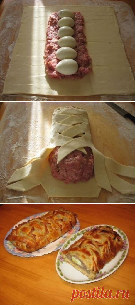 Мясной рулет в тесте по-домашнему