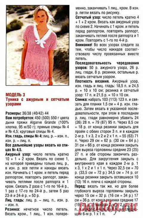 Вязание спицами туники с ажурными и сетчатыми узорами » Ниткой - вязаные вещи для вашего дома, вязание крючком, вязание спицами, схемы вязания