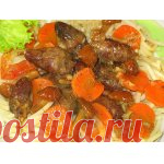 Куриные сердечки с морковью и грибами Кулинарный рецепт