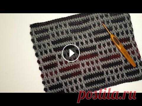 Простой эффектный узор крючком. Мастер-класс. Схема. Мозаичное вязание крючком. Жаккард крючком. Простой эффектный узор крючком. Мастер-класс. Схема. Мозаичное вязание крючком. Жаккард крючком....