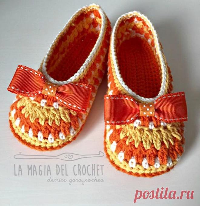 Тапочки туфельки крючком
