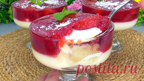 Для этого вкуснейшего клубнично-сливочного десерта не надо дорогих сливок, делается он очень просто, получается легким и нежным на вкус | Заходи, поедим | Дзен