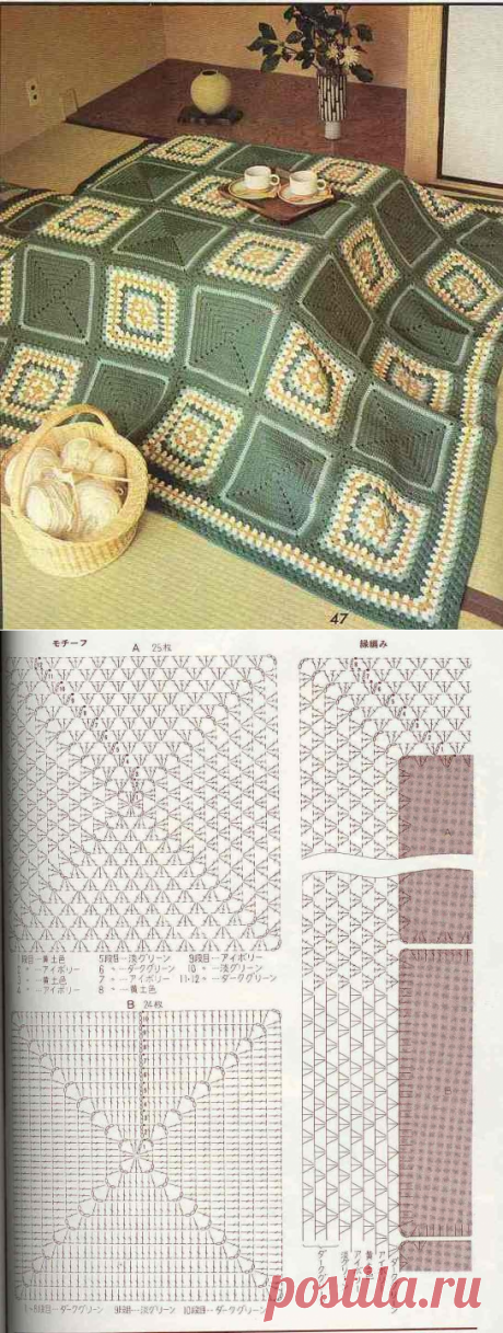 Plaid from motifs, crochet .. Discussão sobre LiveInternet - Russian Online Diaries Service