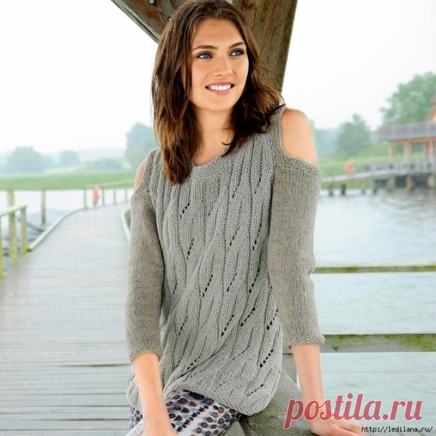 Джемпер с вырезами на плечах - Сделай сам - медиаплатформа МирТесен В джемпер с открытыми плечами и укороченными рукавами удачно сочетаются два вида пряжи и два вида узоров. Журнал «Verena. Спецвыпуск» № 6/2019 РАЗМЕРЫ 38—40 (44—46) ВАМ ПОТРЕБУЕТСЯ пряжа 1 (50% полиамида, 35% шерсти альпака, 15% овечьей шерсти; 100 м/50 г) — 450 (500) г песочного цвета и пряжа...