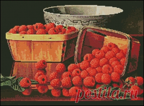 Вышивка крестом: Корзина с малиной