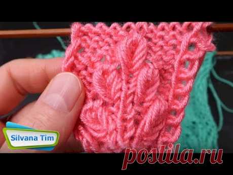 Sorprendente Punto "Hojas en Relieve" paso a paso tejido a Dos Agujas № 992