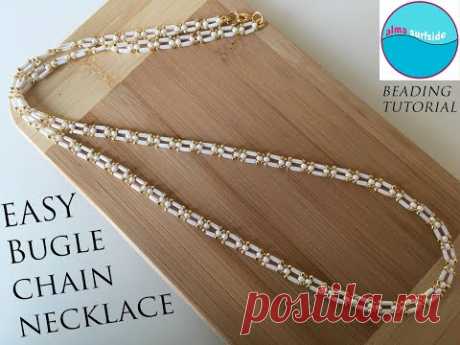BEADING TUTORIAL: Bugle Bead Chain Necklace #beadingtutorial #beading #diyjewelry #handmadejewelry
