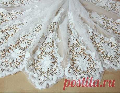 White Lace Fabric Embroidered Bilateral от ElegantLaceDIY на Etsy